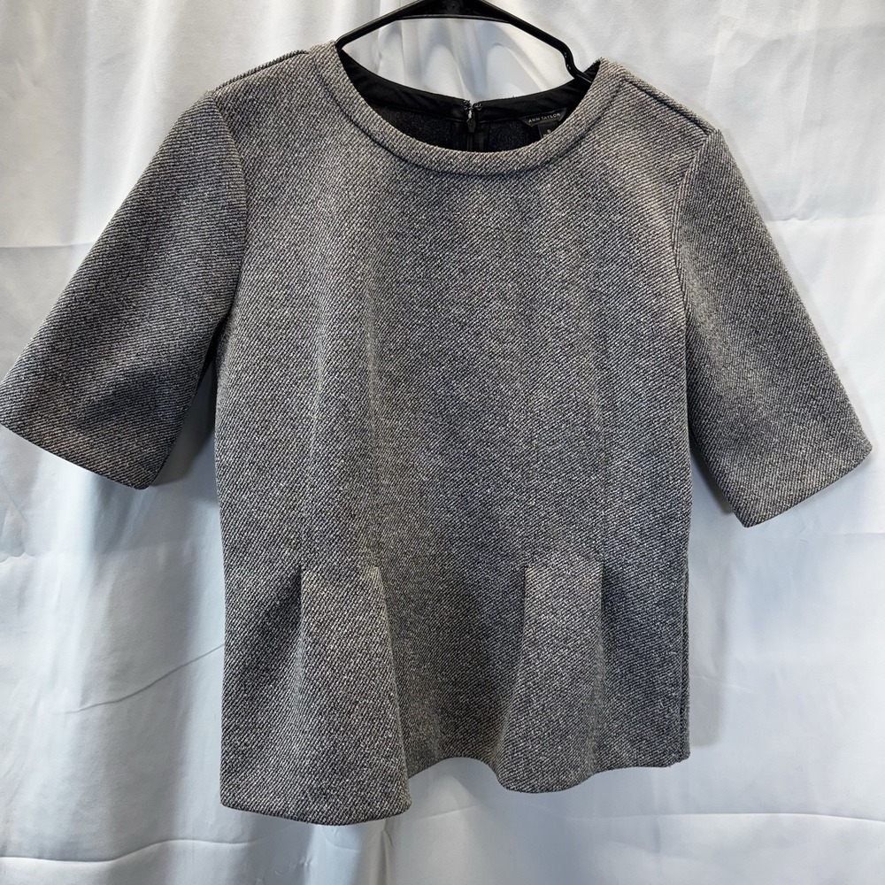 Ann Taylor Sweater Tee Peplum Sleeve Thick Tunic Grey Womens‎ Small